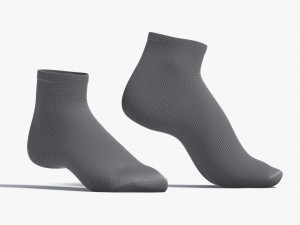 White Ankle Socks stand on tiptoe - fabric sox pair 3D Model