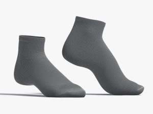 White Ankle Socks stand on tiptoe - fabric sox pair 3D Model