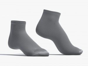 White Ankle Socks stand on tiptoe - fabric sox pair 3D Model