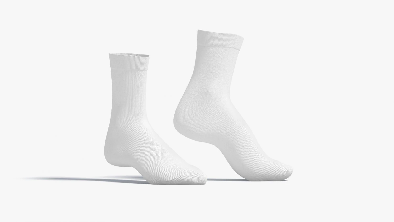 White Long Socks stand on tiptoe - fabric sox pair 3D Model .c4d .max .obj .3ds .fbx .stl .blend 