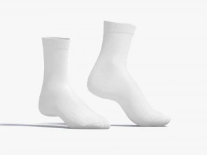 Witte lange sokken staan ​​op de tenen - paar stoffen sox 3D Model
