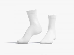 White Long Socks stand on tiptoe - fabric sox pair 3D Model