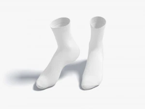 White Long Socks stand on tiptoe - fabric sox pair 3D Model