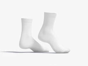 White Long Socks stand on tiptoe - fabric sox pair 3D Model