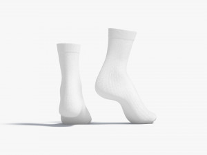 White Long Socks stand on tiptoe - fabric sox pair Modelo 3D