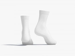 White Long Socks stand on tiptoe - fabric sox pair 3D Model