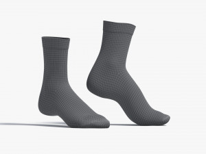 White Long Socks stand on tiptoe - fabric sox pair Modelo 3D