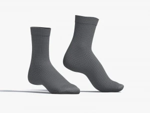 White Long Socks stand on tiptoe - fabric sox pair 3D Model