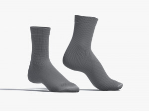 White Long Socks stand on tiptoe - fabric sox pair Modelo 3D