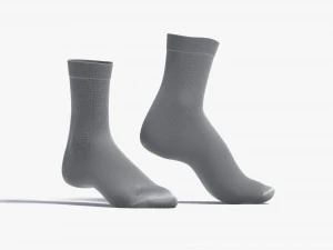 White Long Socks stand on tiptoe - fabric sox pair 3D Model