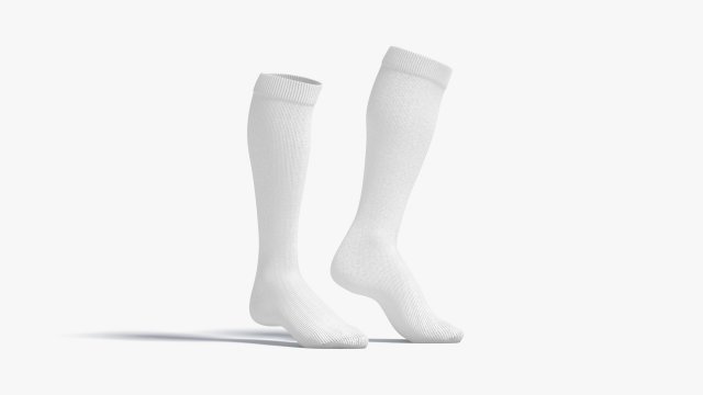 White Knee High Socks stand on tiptoe - fabric sox pair Model 3D .c4d .max .obj .3ds .fbx .stl .blend 