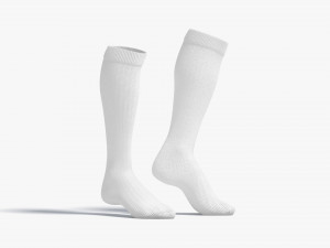 White Knee High Socks stand on tiptoe - fabric sox pair 3D Model