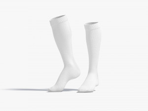 White Knee High Socks stand on tiptoe - fabric sox pair Model 3D