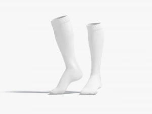 White Knee High Socks stand on tiptoe - fabric sox pair 3D Model