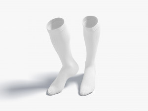 White Knee High Socks stand on tiptoe - fabric sox pair Model 3D