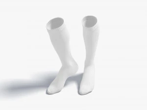 White Knee High Socks stand on tiptoe - fabric sox pair 3D Model