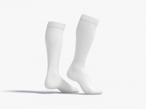 White Knee High Socks stand on tiptoe - fabric sox pair Model 3D
