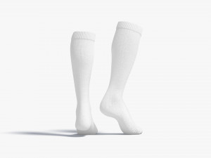 White Knee High Socks stand on tiptoe - fabric sox pair Model 3D
