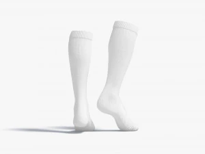 White Knee High Socks stand on tiptoe - fabric sox pair 3D Model