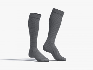 White Knee High Socks stand on tiptoe - fabric sox pair Model 3D
