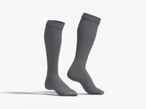 White Knee High Socks stand on tiptoe - fabric sox pair 3D Model
