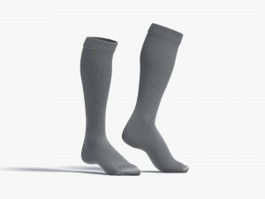 White Knee High Socks stand on tiptoe - fabric sox pair Model 3D