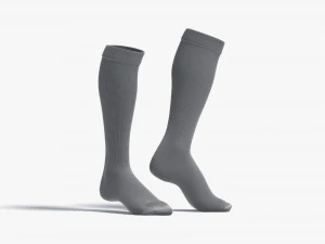 White Knee High Socks stand on tiptoe - fabric sox pair 3D Model