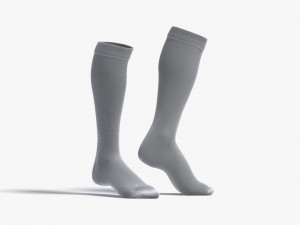 White Knee High Socks stand on tiptoe - fabric sox pair Model 3D