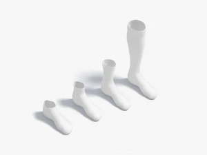 Witte Enkele Sokken verschillende vormen - stof sox 3D Model