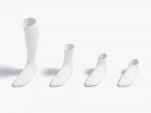 White Single Socks different shapes - fabric sox Modelo 3D