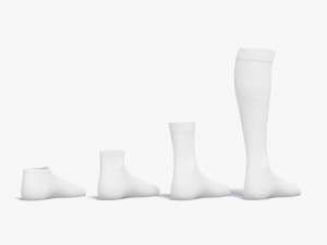White Single Socks different shapes - fabric sox Modelo 3D