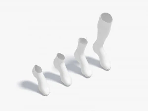 White Single Socks on tiptoe different shapes - fabric sox 3D Model