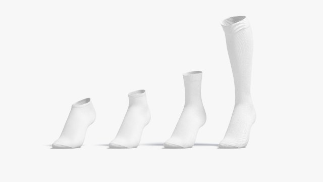 White Single Socks on tiptoe different shapes - fabric sox 3D Модель .c4d .max .obj .3ds .fbx .stl .blend 