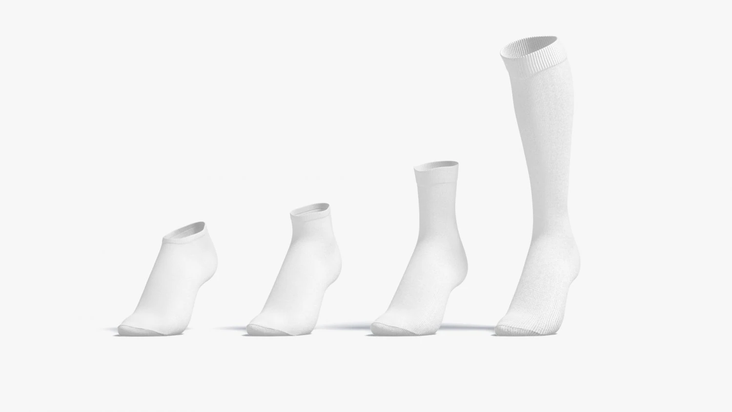 White Single Socks on tiptoe different shapes - fabric sox 3D Model .c4d .max .obj .3ds .fbx .stl .blend 