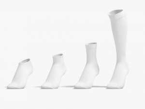 White Single Socks on tiptoe different shapes - fabric sox Modèle 3D