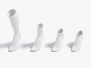 White Single Socks on tiptoe different shapes - fabric sox 3D Модель