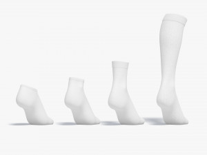 White Single Socks on tiptoe different shapes - fabric sox 3D Модель