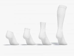 White Single Socks on tiptoe different shapes - fabric sox 3D Model
