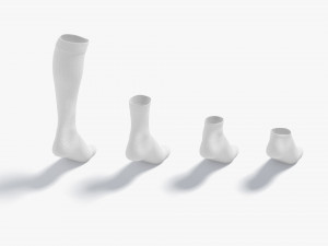 White Single Socks on tiptoe different shapes - fabric sox 3D Модель