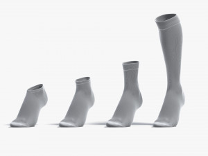 White Single Socks on tiptoe different shapes - fabric sox 3D Модель
