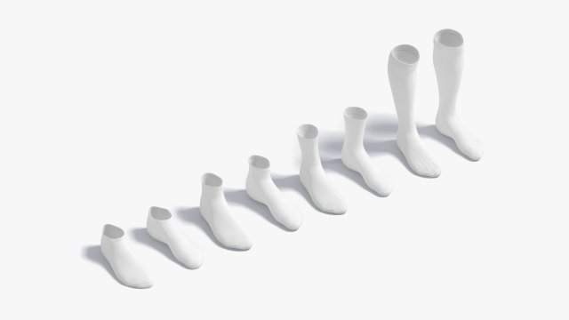 White Socks Pair different shapes - fabric sox Modello 3D .c4d .max .obj .3ds .fbx .stl .blend