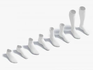 Witte sokken Paar verschillende vormen - stof sox 3D Model