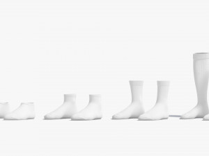 White Socks Pair different shapes - fabric sox Modello 3D