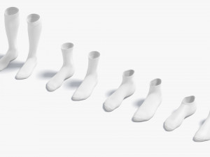 White Socks Pair different shapes - fabric sox Modello 3D