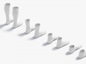 White Socks Pair different shapes - fabric sox Modello 3D