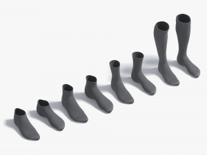 White Socks Pair different shapes - fabric sox Modello 3D