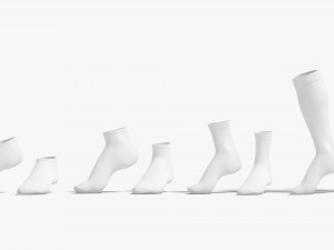 White Socks Pair on tiptoe different shapes - fabric sox 3D Model