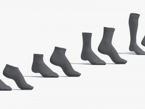 White Socks Pair on tiptoe different shapes - fabric sox 3D Model