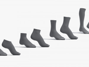 White Socks Pair on tiptoe different shapes - fabric sox 3D Model