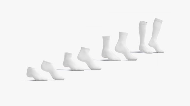 White Socks Pair on tiptoe different shapes - fabric sox 3D Model .c4d .max .obj .3ds .fbx .stl .blend 